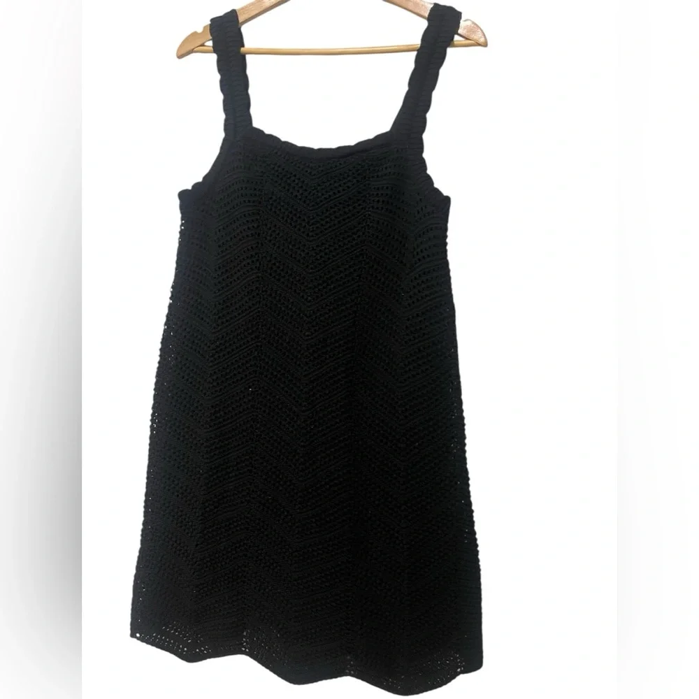 A New Day Women's Crochet‎ Mini Shift Black Dress